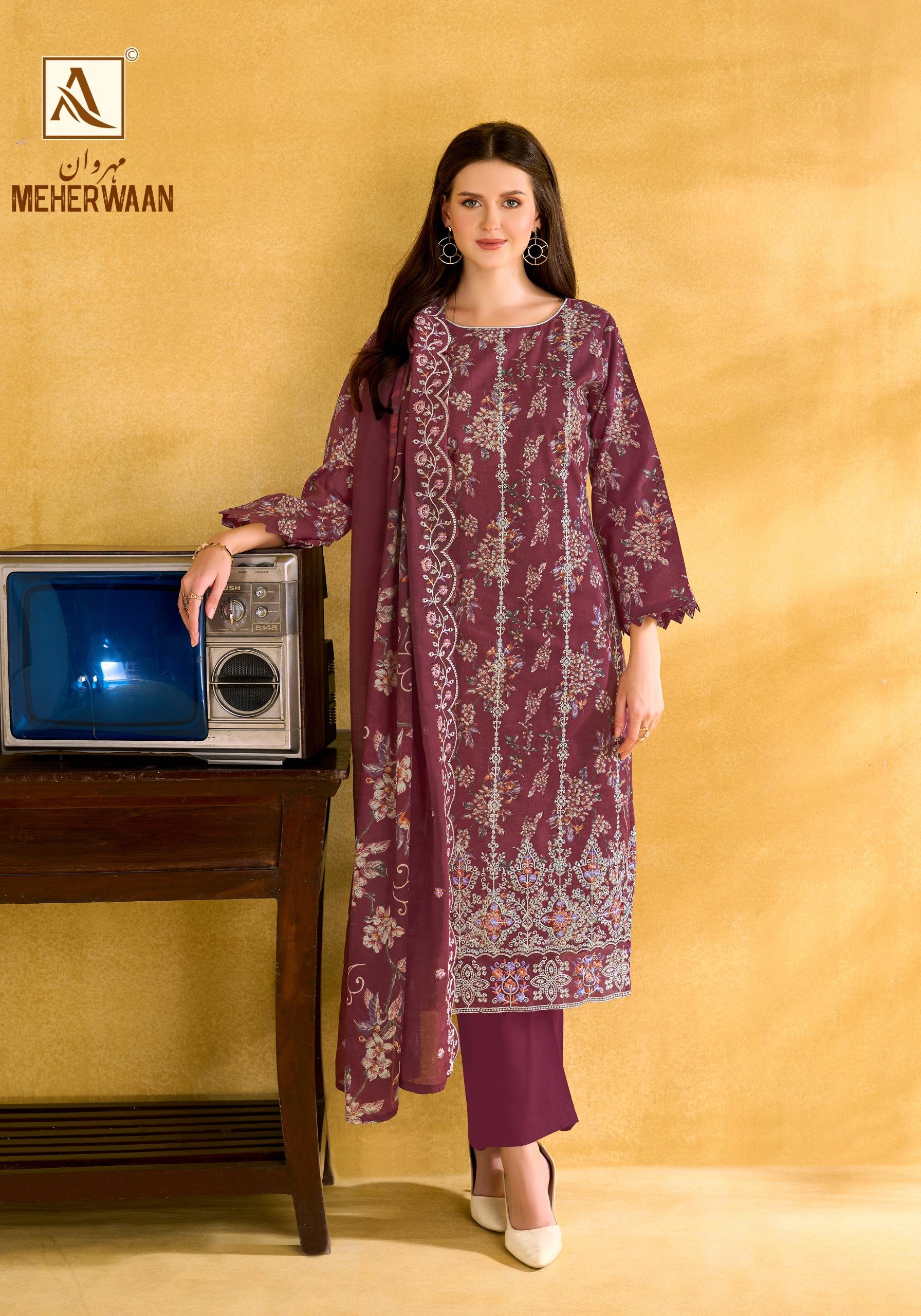 MEHERWAAN BY Alok Suit 3022-1121-001 TO 3022-1121-006 SERIES Pakistani Stylish Embroidered Pure Cambric Cotton Dresses At Wholesale Price
